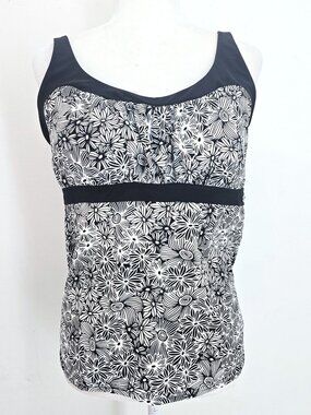 ZeroXposur Back White Floral Padded Comfort Straps Tankini Swim Top Women XXL